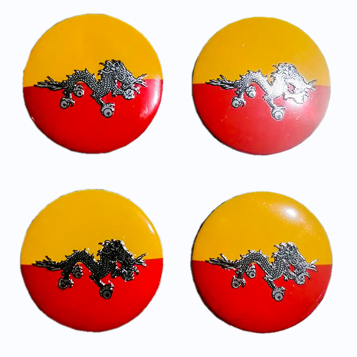 DRAGON 4pcs Car Wheel Center Hub Cap Sticker Cover Metal Case 56mm Tire Mags Emblem Badge Decal RED/YELLOW-DRAGON