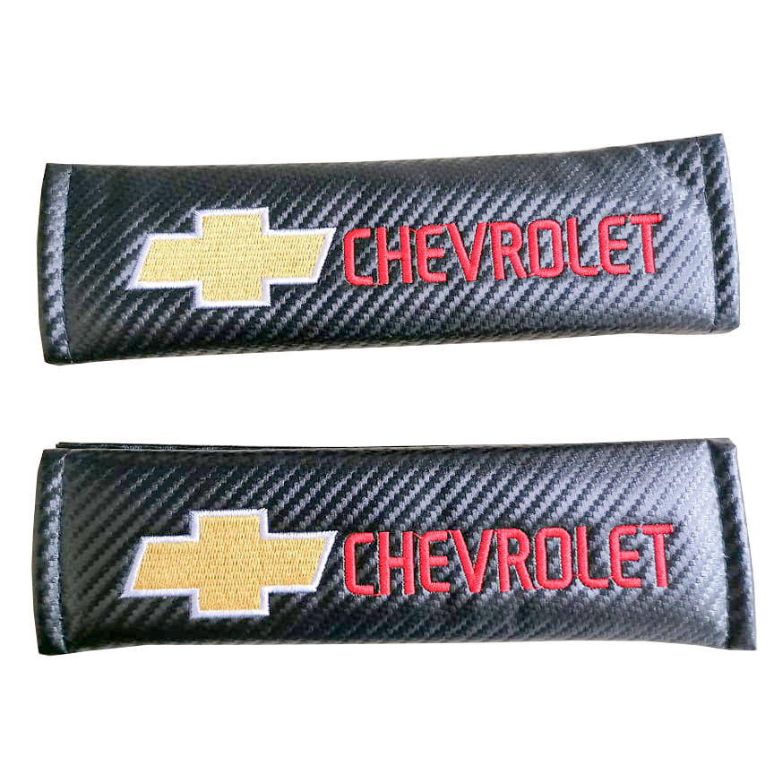 CHEVROLET 2pcs Car Seat Belt Shoulder Pad Carbon Fiber Sports Design Seat Belt Cover