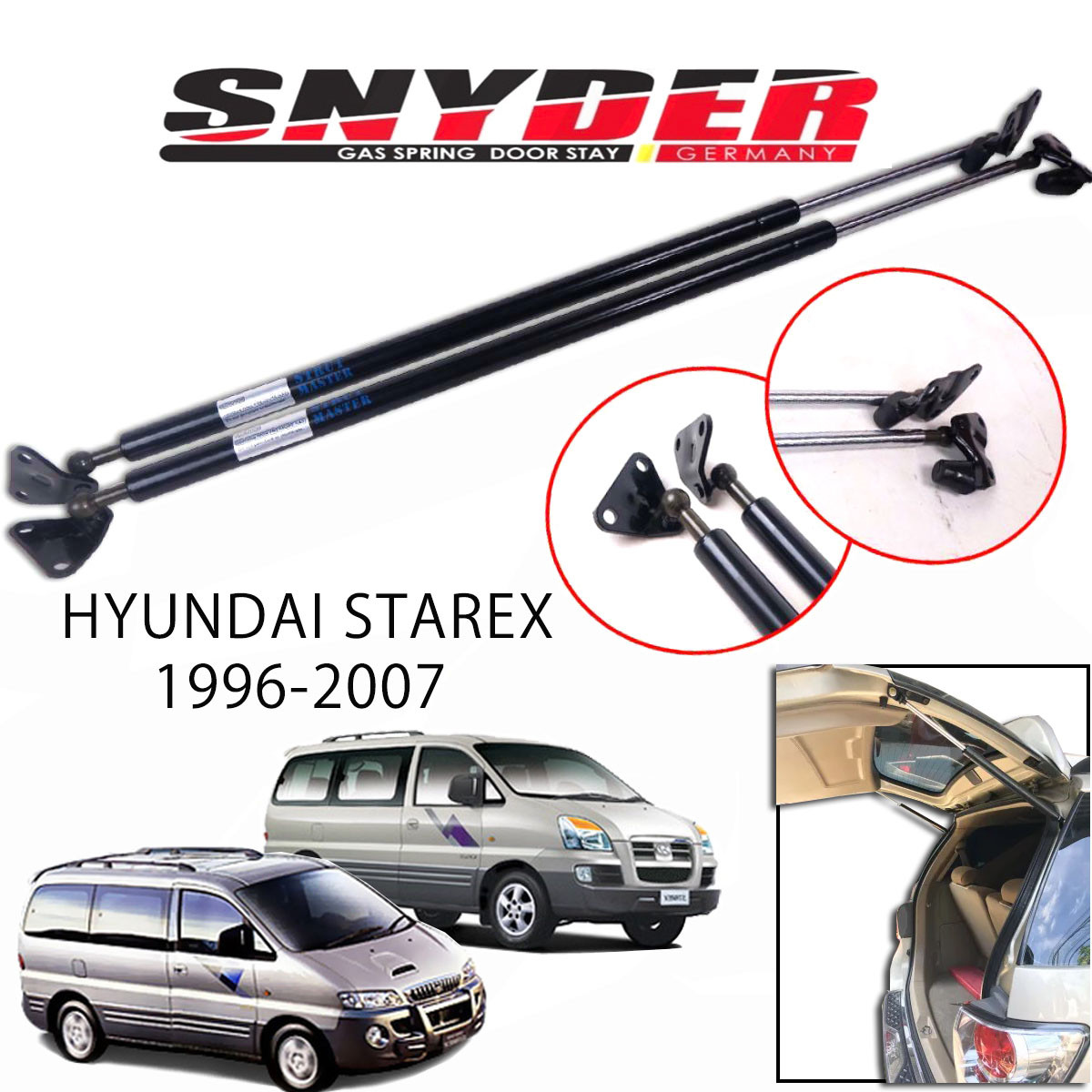 SGS-1002 (Left) HYUNDAI STAREX 1996-2007 Gas Spring Door Stay Damper Struts Trunk Open - Snyder Brand