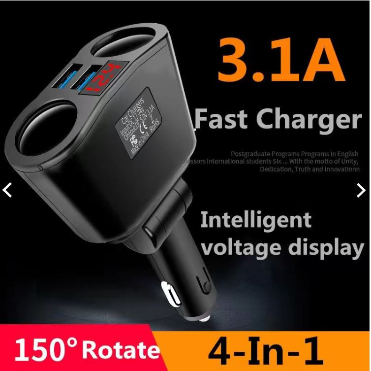 Car Charger Dual USB Cigarette Lighter 2 Interface LED Voltage Display 12V 3.1A High Power Charging