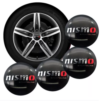 4PCS 56mm NISMO SPORTSLINE Car Center Cap Emblem Wheel sticker Hub Caps Center Mags Logo 3D Aluminum Black