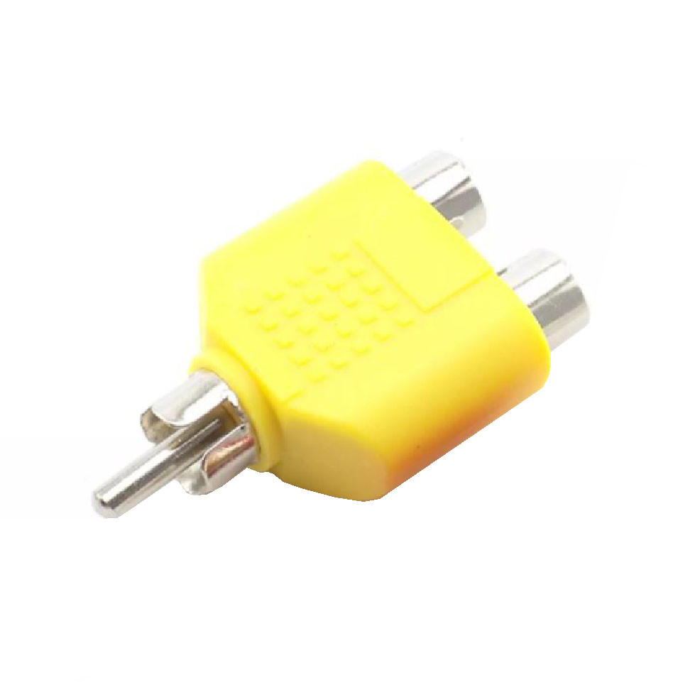 YELLOW RCA Connector Y Splitter AV Audio Video Plug Converter 1 Male to 2 Female Adapter Kit RCA Jack Plug