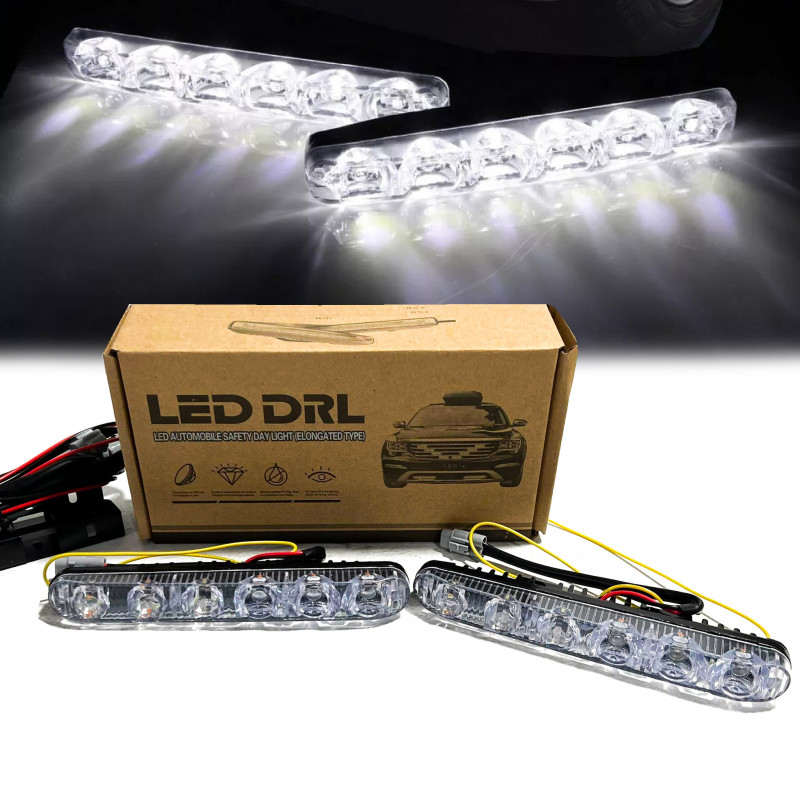 2 Pcs 6.5" LED DRL Daytime Running Lights Safety lights White Yellow Dual Color