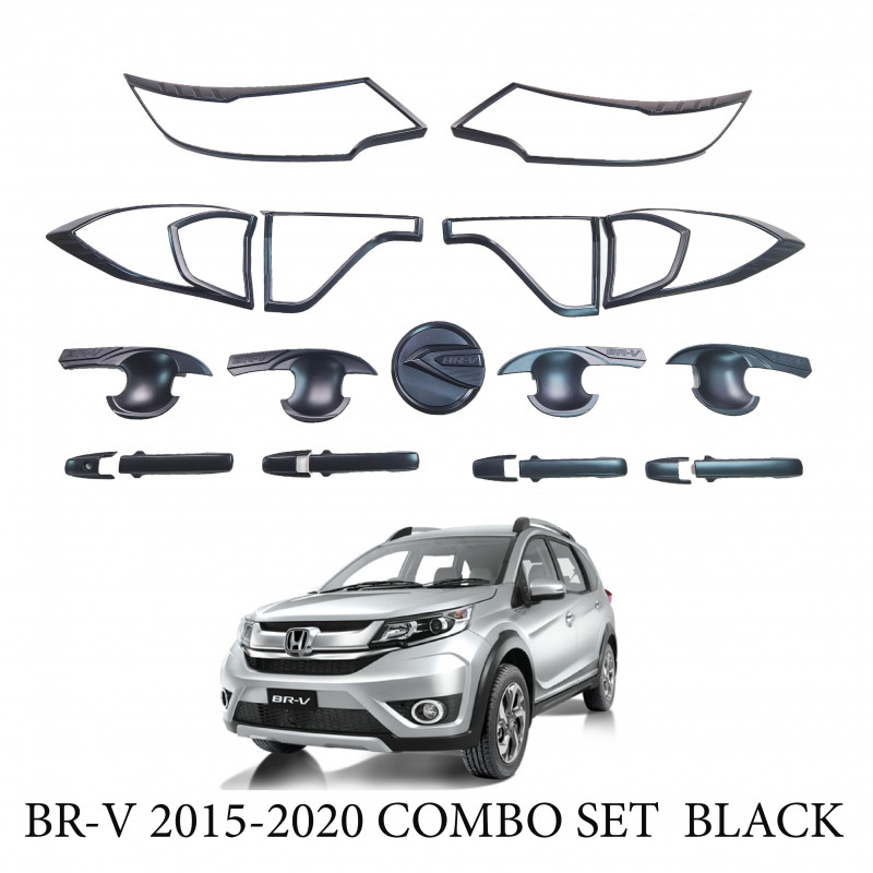 BR-V 2015-2020 Garnish Combo Set Cover Matt Black for Honda BRV 2015up