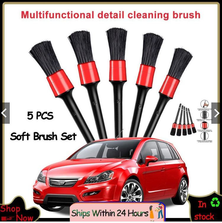 5PCS Car Detailing Brushes Car Wash Slit Brush Clean Detail Brush Cleaning Car Interior Exterior