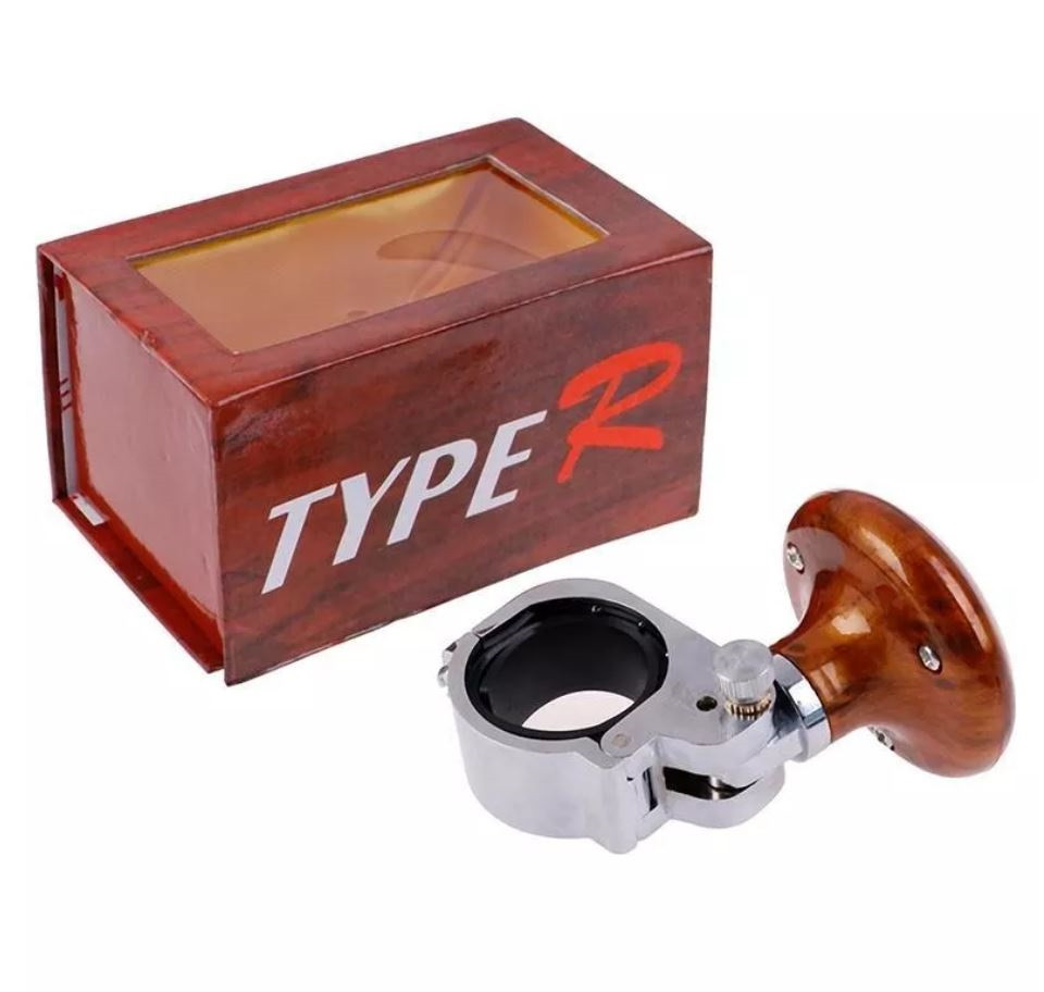 Type R CAR Steering Wheel Ball Heavy Duty Car/Truck Handle Suicide Power Knob Wood Color