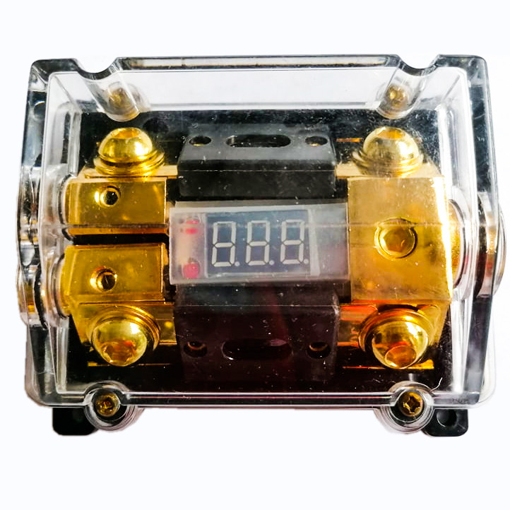 Car Audio Amplifier Fuse Holder Audio Distribution Fuse Block 100A 1(0GA IN) and (4GA OUT)/ 1 in 2 way out ANL fuse tap with LED Voltmeter