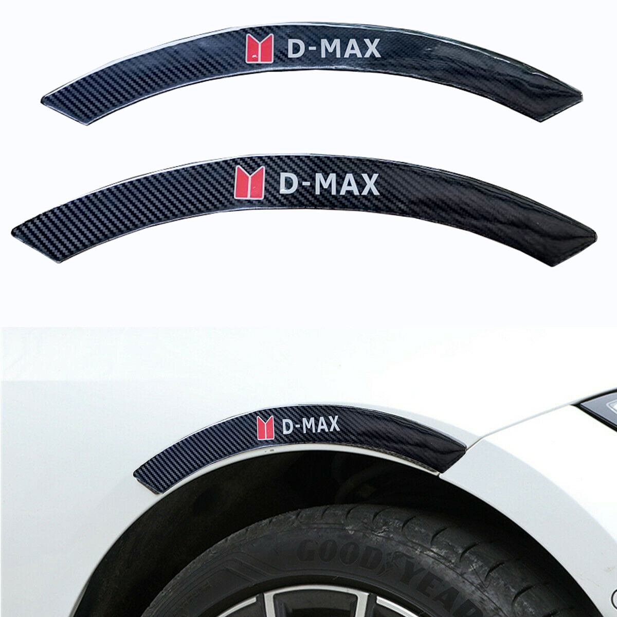 2PCS D-MAX Car wheel eyebrow strip fender arch trim protector sticker carbon Anti-Collision