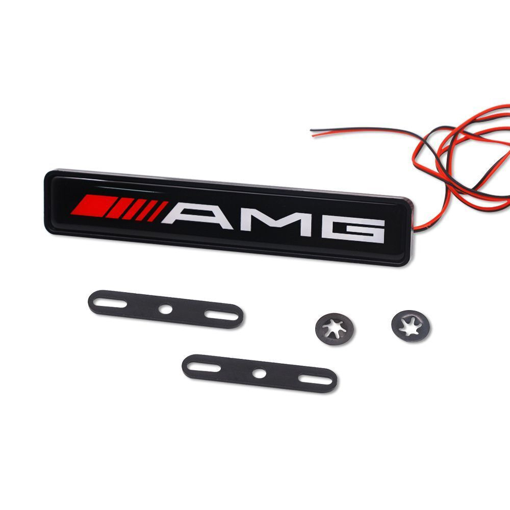 1Pc AMG Car Front Grille Luminous Emblem Badge LED Decoration Lights Car Logo