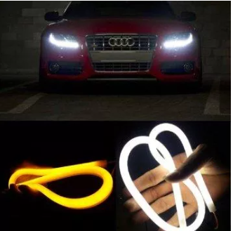 60cm Dual Color Car Flexible DRL Eyeline Led Lights With Amber Turn Signal light universal