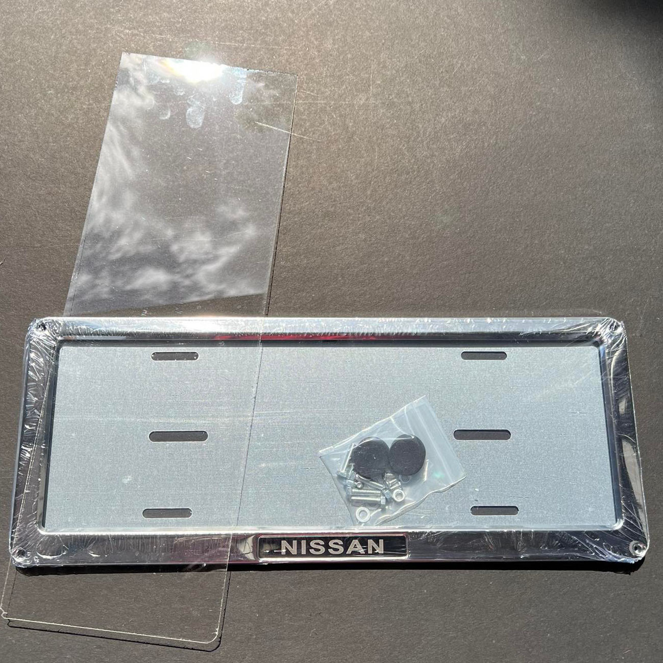 1PC NISSAN Car Plate Cover Deflector Chrome Plate License Frame Cover with Clear Number Cover