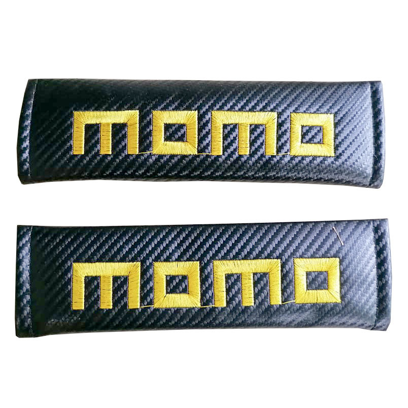 MOMO Universal 2pcs Car Seat Belt Shoulder Pad Carbon Fiber Sports Design Seat Belt Cover