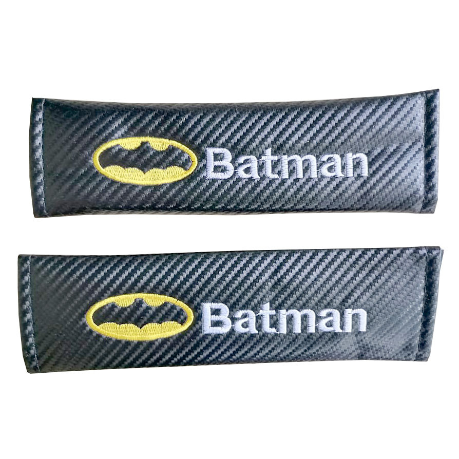BATMAN 2pcs Car Seat Belt Shoulder Pad Carbon Fiber Sports Design Seat Belt Cover