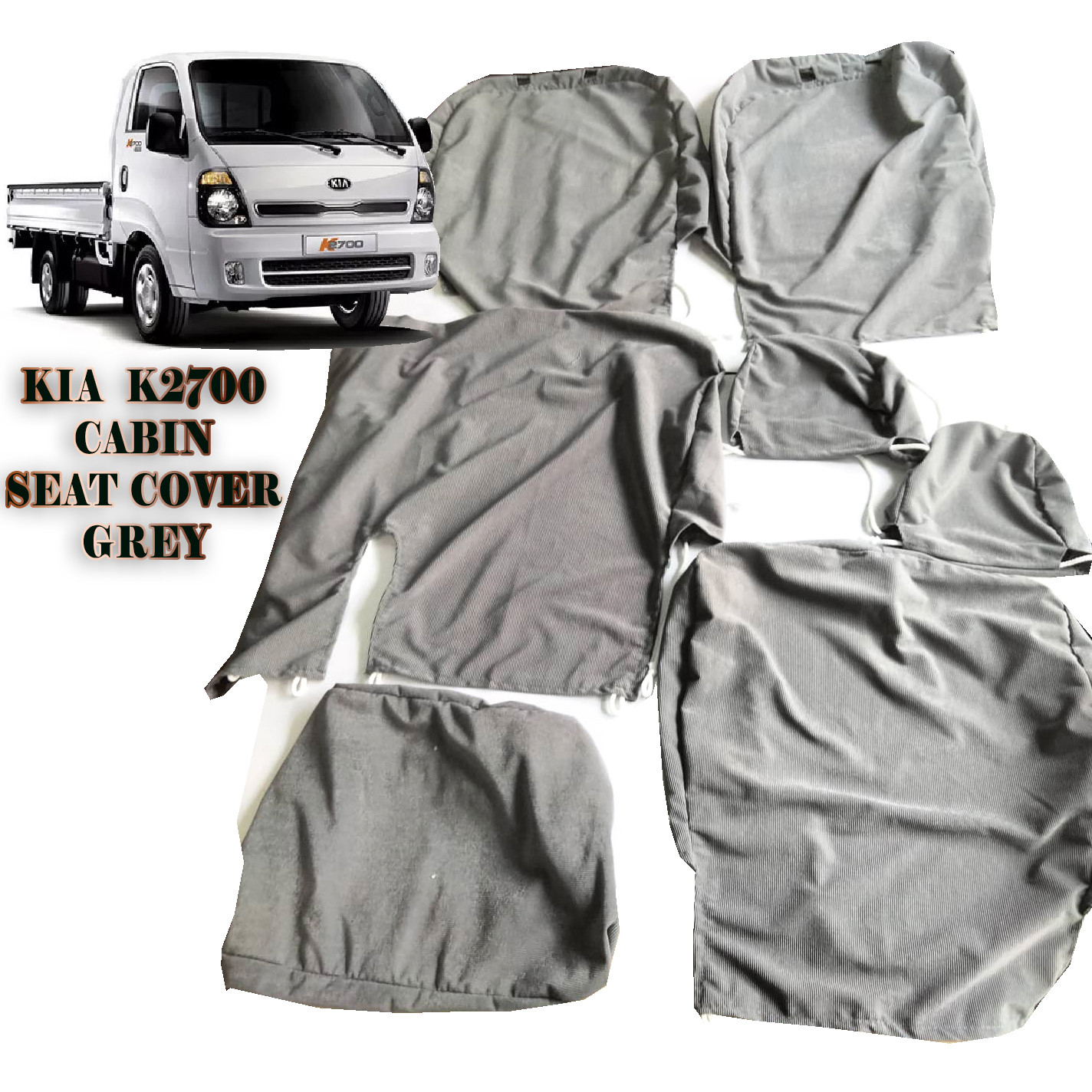Kia K2700 Seat Cover Cabin Corduroy WCS Grey Color