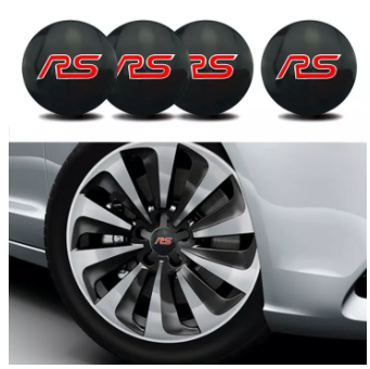 4PCS 56mm RS BLACK Car Center Cap Emblem Wheel sticker Hub Caps Mags 3D