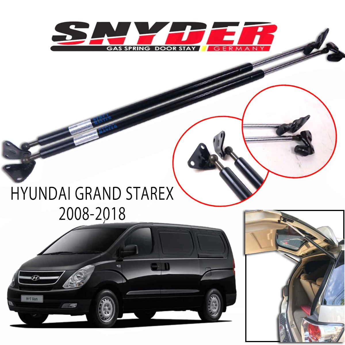 SGS-1004 (Left) HYUNDAI GRAND STAREX 2008-2018 Gas Spring Door Stay Damper Struts Trunk Open - Snyder