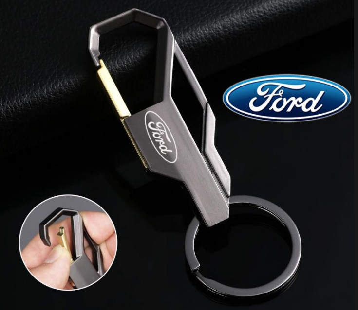 FORD Single Ring Key chain Universal Aluminum Alloy Chrome Black Keychain