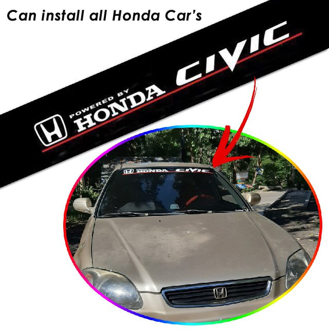 Car Honda Civic Universal Windshield sticker Decal with Black Background and Reflector Letters