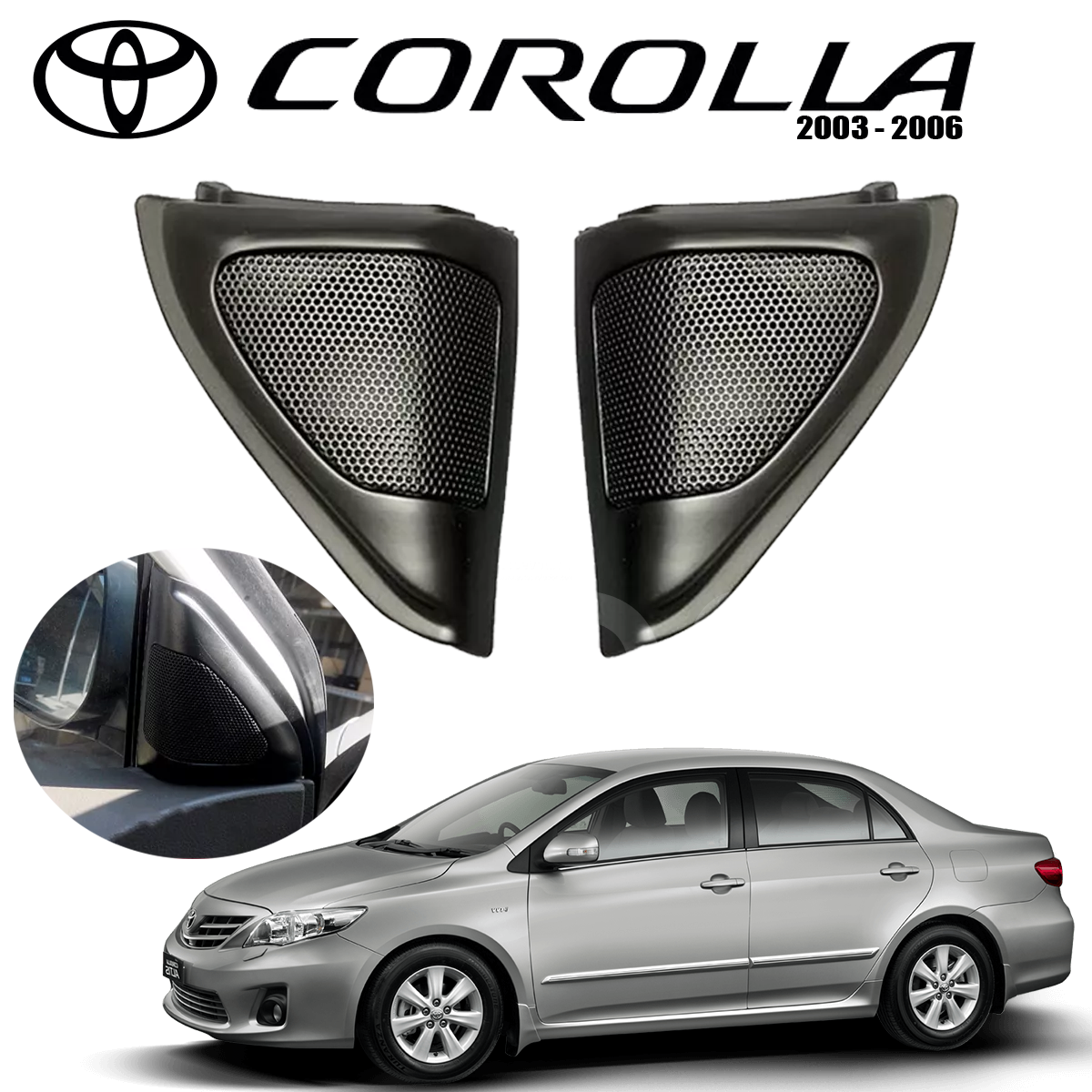 TR-33 Toyota Corolla 2003-2006 Twitter POD Pillar Tweeter Refitting