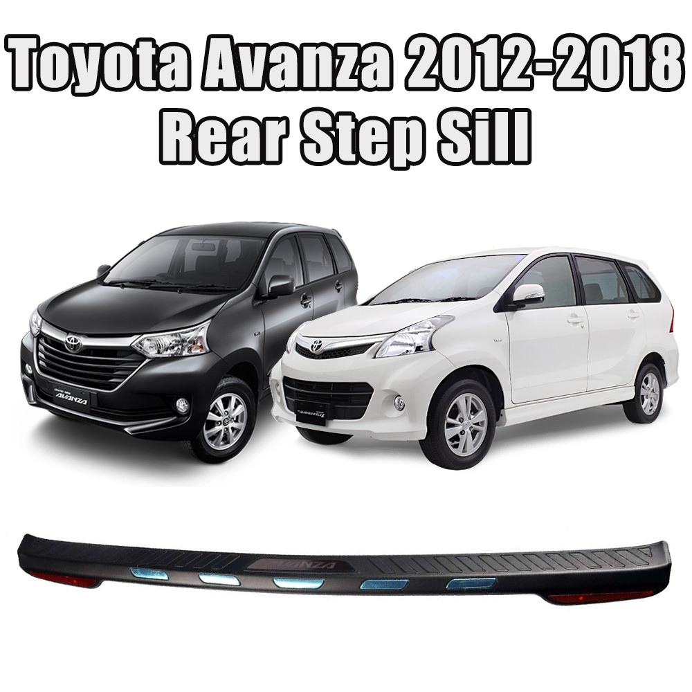Rear Step Sill 2012-2018 Toyota Avanza Rear Bumper Guard Scuff Plate Step Sill with Chrome Trim and Reflector