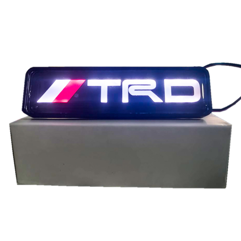 1Pc TRD (WHITE) 4 INCHES Car Front Grille Luminous Emblem Badge LED Decoration Lights Car Logo