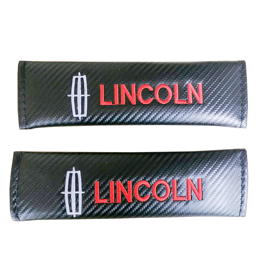 LINCOLN 2pcs Car Seat Belt Shoulder Pad Carbon Fiber Sports Design Seat Belt Cover