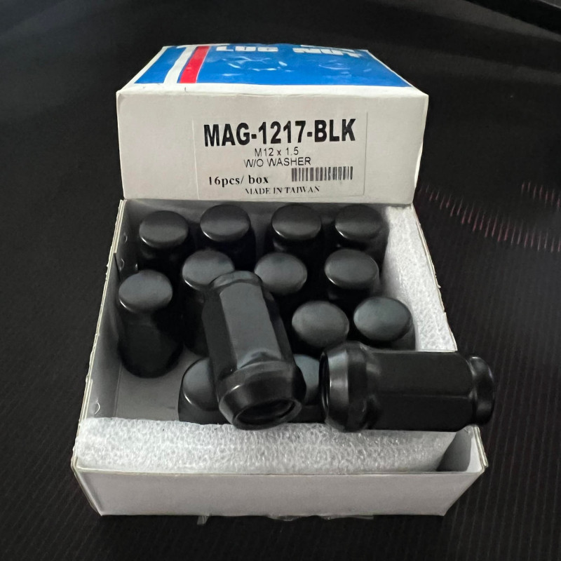 MAG-1217-BLK 16PCS M12 X 1.5 Black Lug Nuts for MAZDA / TOYOTA / HONDA