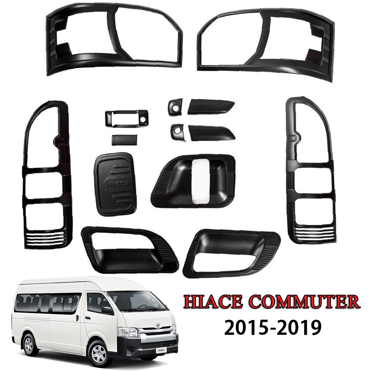 Hiace Commuter 2015-2018 Garnish Set Combo Matte Black