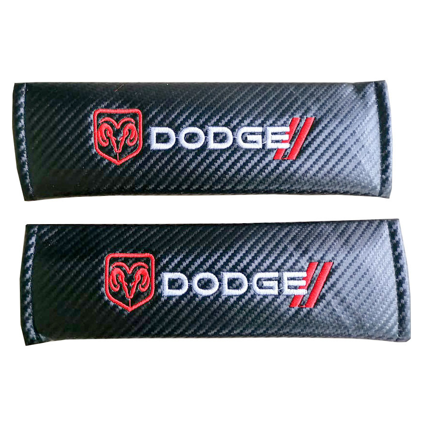 DODGE 2pcs Car Seat Belt Shoulder Pad Carbon Fiber Sports Design Seat Belt Cover