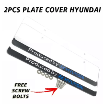 2Pcs Car Plate Cover with HYUNDAI Logo Universal FREE SCREW BOLTS STAINLESS