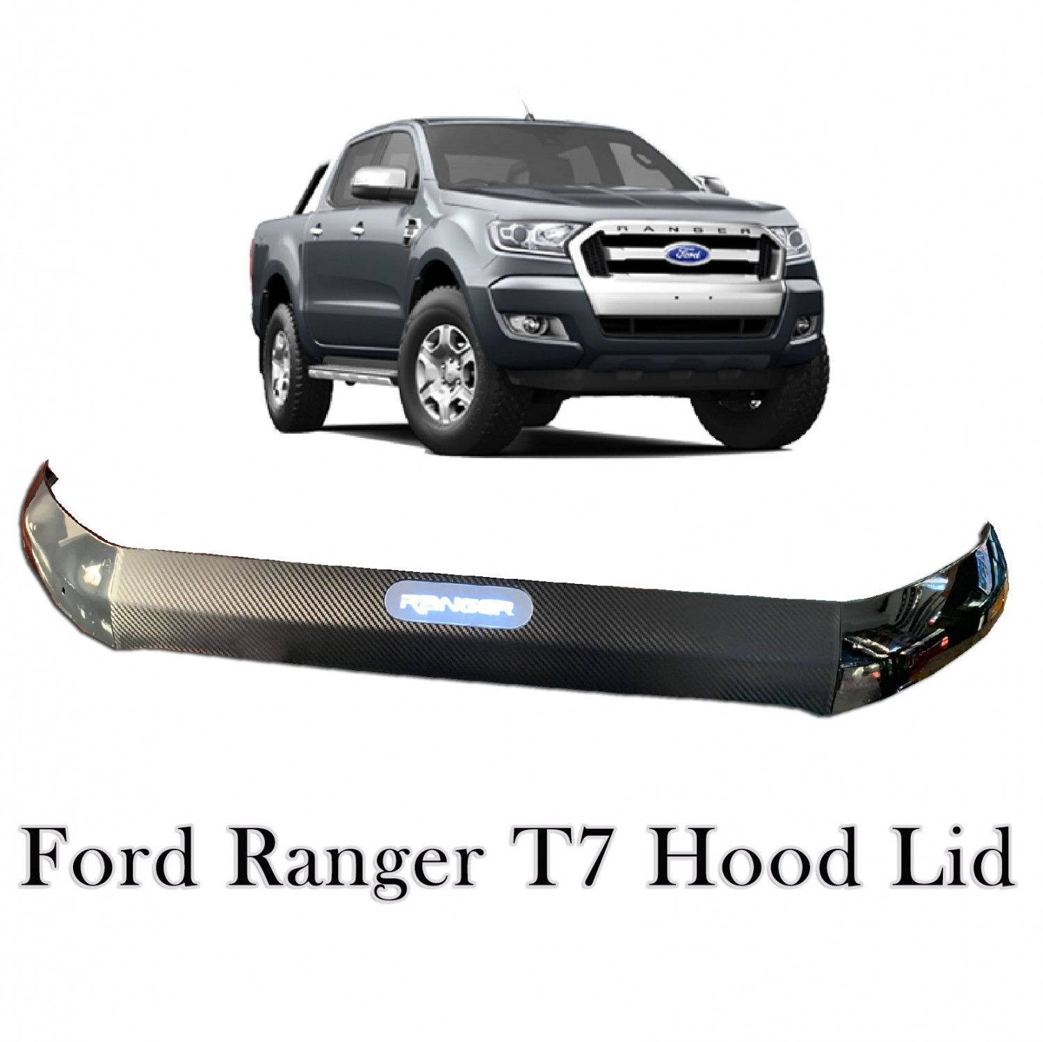 Ford Ranger T7 Hood Lid Bonnet Guard Carbon