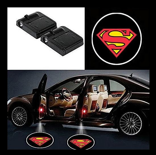 #253 SUPERMAN 2Pcs Car Door Sensor Light welcome Wireless illuminating ground Floor open doors