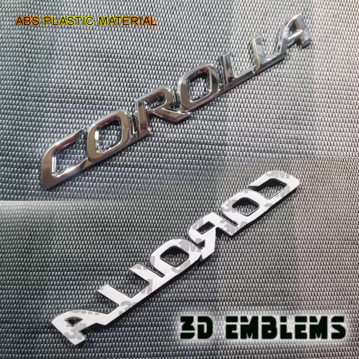 Toyota Corolla Stick On Emblem 3D Decal Big Size Rear Trunk Badge Emblem (Chrome) Plastic Material