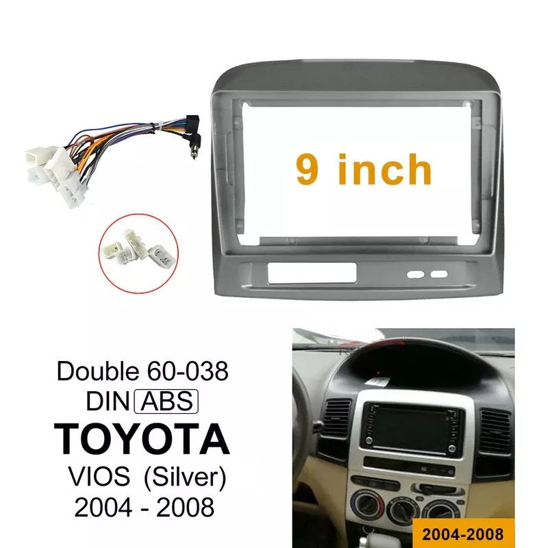 Toyota Vios Gen1 2004-2007 Car Stereo Fascia 9" stereo Headunit Frame Audio Fitting Adaptor Panel