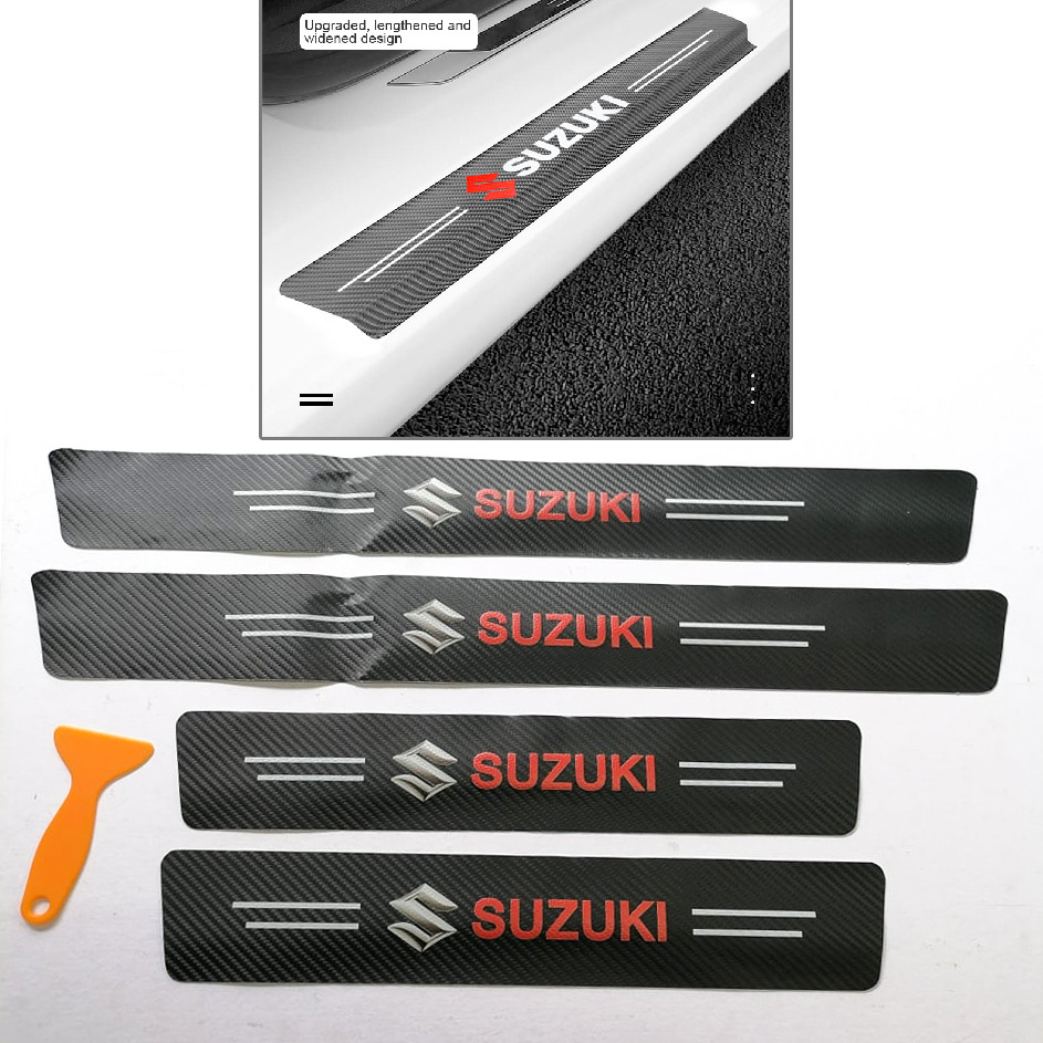 SUZUKI Carbon Fiber Decal Car Door Step Sill Protector Sticker Decal 4pcs Stepsill