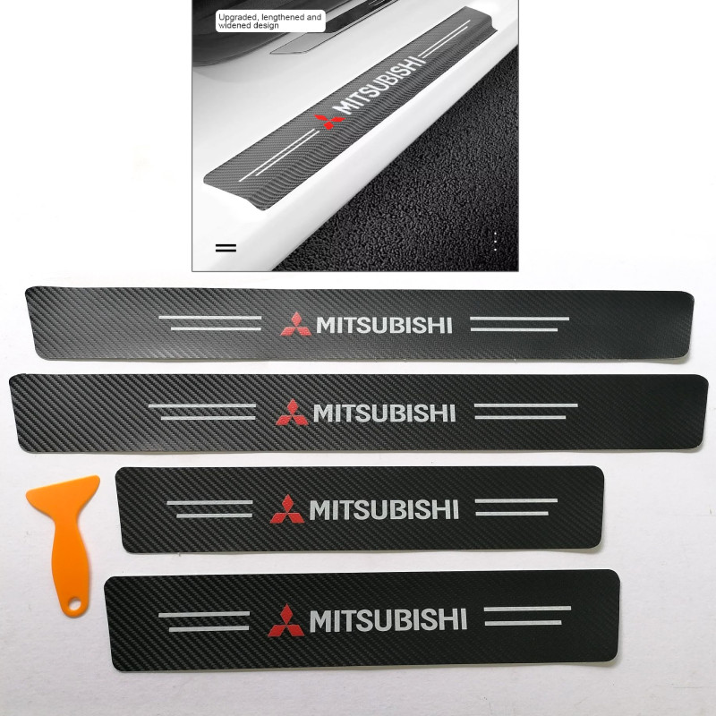 MITSUBISHI Carbon Fiber Decal Car Door Step Sill Protector Sticker Decal 4pcs Stepsill