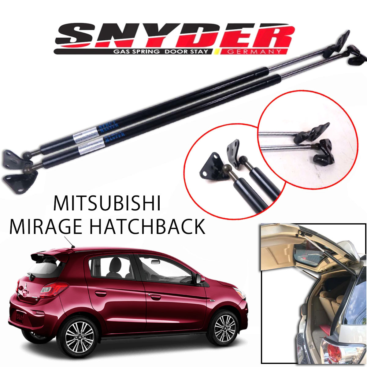 SGS-307 (Left) MITSUBISHI MIRAGE HATCHBACK 2013-2021 Gas Spring Door Stay Damper Struts Trunk Open - Snyder