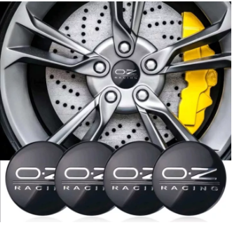 4PCS 56mm OZ RACING Car Center Cap Emblem Wheel sticker Hub Caps Center Mags Logo 3D Silver Logo