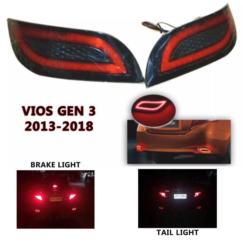 YCL-391 RED REAR BUMPER LIGHT WITH LED RED TOYOTA VIOS GEN3 2013-2018