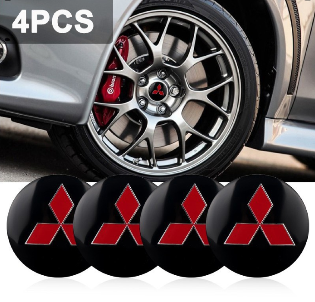 Mitsubishi Logo 4pcs 3D Car Styling 56mm Hub Cap Car Rim Wheel Center Cap Metal Sticker Badge Emblem