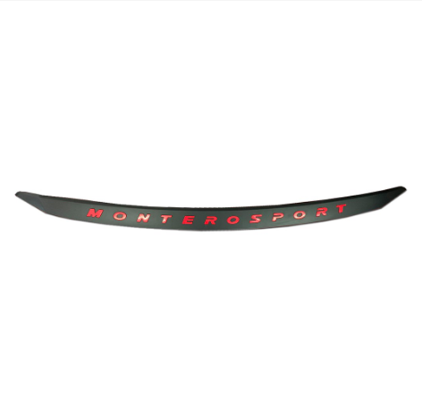 MITSUBISHI MONTERO SPORT 2016-2021 Hood Lid Hood End Trim Cover Matte Black with Red Logo