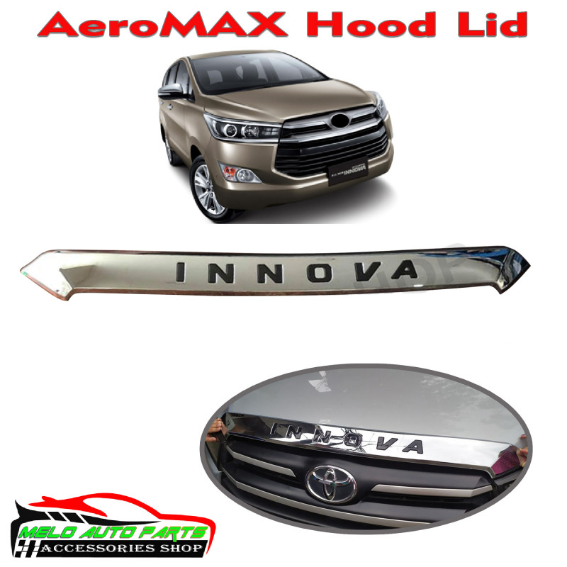 Toyota Innova 2016-2020 Hood Lid Trim cover Chrome with Black Embossed Logo Hood Lip