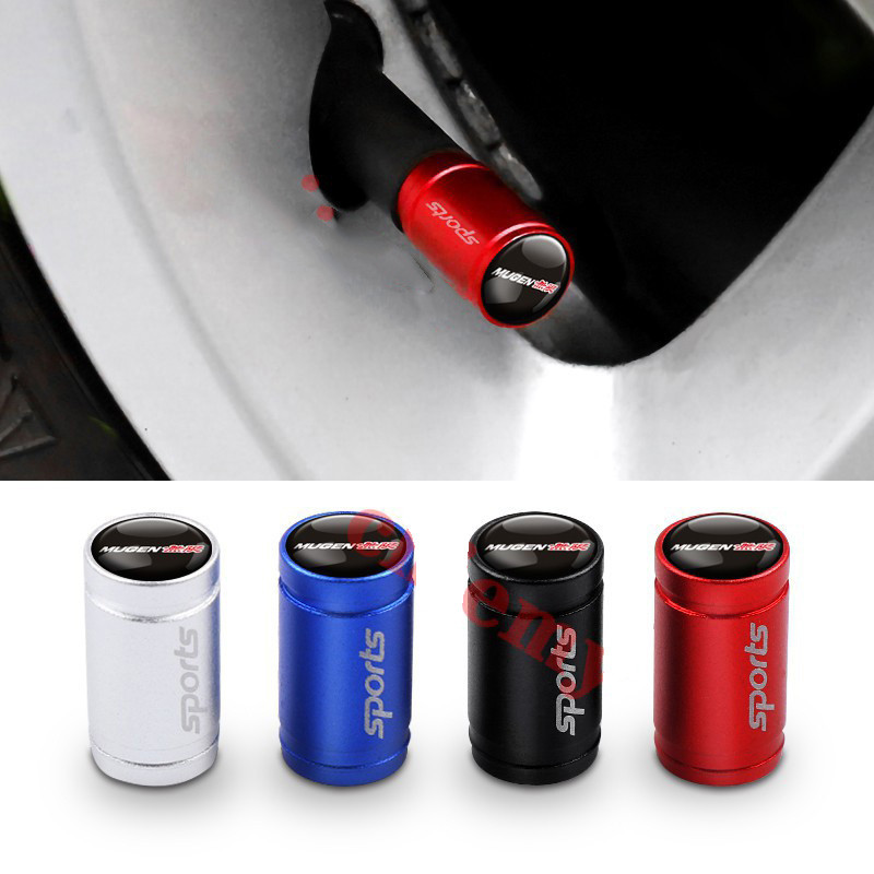 MUGEN POWER 4pcs Tyre Stem Air Caps cover SPORTS Aluminum Alloy Car Wheel Tire Air Valve Cap Colored