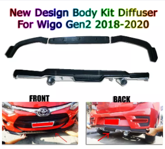 2018-2020 TOYOTA WIGO Gen2 Front & Rear Lip Chin Diffuser New Design SILVER/BLACK
