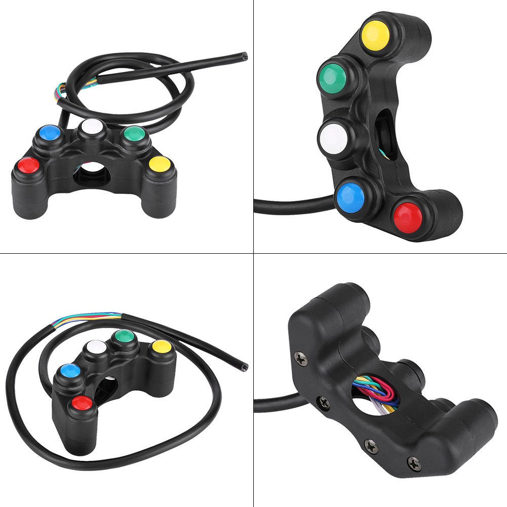 5 Button Switch Handlebar Headlight Brake Fog Light Horn ON/OFF