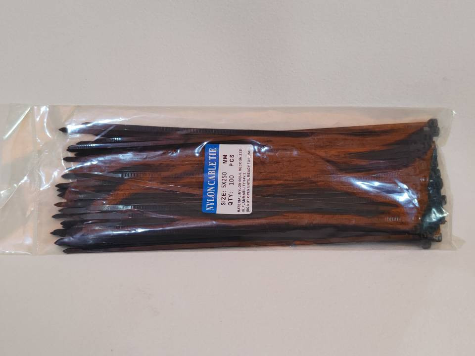 5x250 BLACK NYLON CABLE TIE Multi-Purpose 100pcs