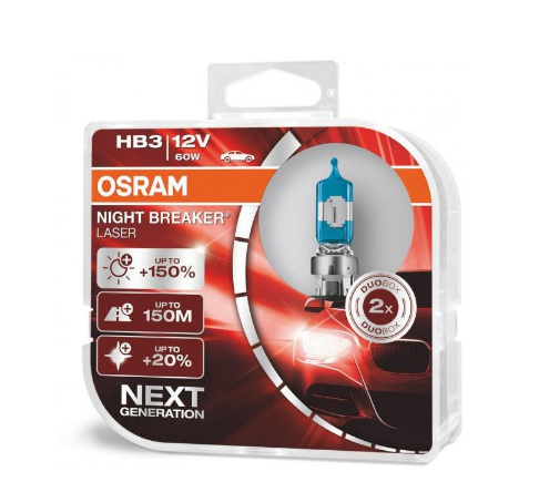 OSRAM Night Breaker Laser HB3 60W (9005) Set of 2 Car Bulb Headlight Halogen Made In Germany