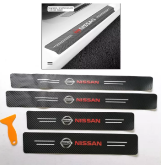 NISSAN Carbon Fiber Decal Car Door Step Sill Protector Sticker Decal 4pcs Stepsill