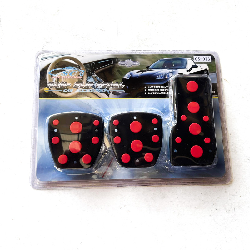 Red CS-073 Universal Car Pedal Pad NON-SLIP Steel and Rubber Car Accelerator Clutch Brake MT Manual