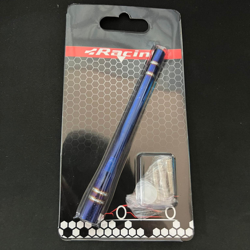 Code#02 TITANIUM BLUE CAR STICK ANTENNA universal CNC Alloy 13cm FM/Am Signal Radio
